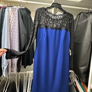 Blue and Black Lace Cocktail Dress